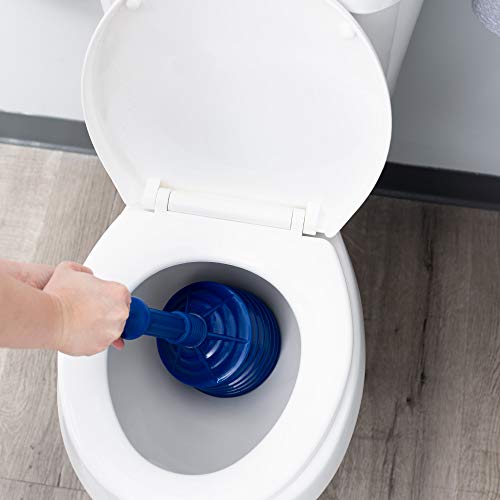 VETTA Professional Bellows Accordion Toilet Plunger, High Pressure Thrust Plunge Removes Heavy Duty Clogs from Clogged Bathroom Toilets, All Purpose Commercial Power Plungers for Any Bathrooms, Blue - Thumbnail 6