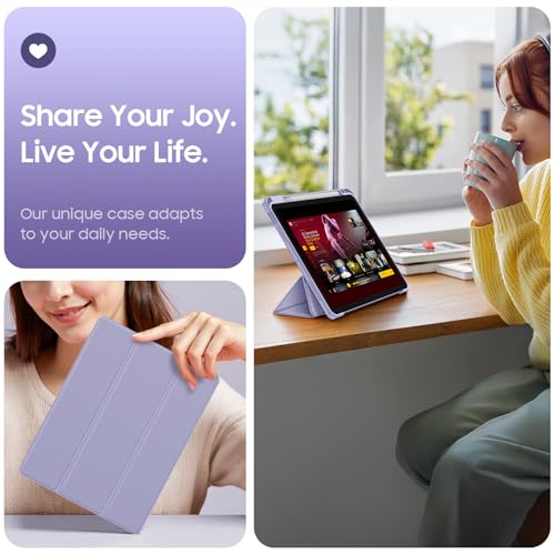 FINTIE Case for iPad Air 11 Inch M4/M3/M2 (2026/2025/2024) and iPad Air 5/4 10.9 Inches (2022/2020) – [Stylus Holder] Clear Transparent Shockproof Case, Lilac