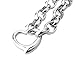 Womens Stainless Steel Silver Elegnat High Polished Heart Charm Cable Link Chain Necklace Bracelet Set