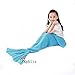 Mermaid Blanket for Kids | Knitted Mermaid Sleeping Bag | Warm Cozy Soft Mermaid Tail Blanket | Women Fashion Crochet Sleeping Blanket | Tail blanket | Mermaid Throw Blanket for Bed Sofa Child Blue
