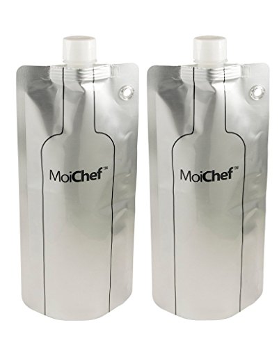 MoiChef Collapsible Reusable Leakproof Wine Bottle (Set of 2) - 750 ml Wine On The Go Bag/Flask