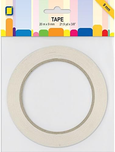 JEJE Doubel Sided Adhesive Tape Roll-9mm, Synthetic Material, White, 15.1 x 12.4 x 0.9 cm