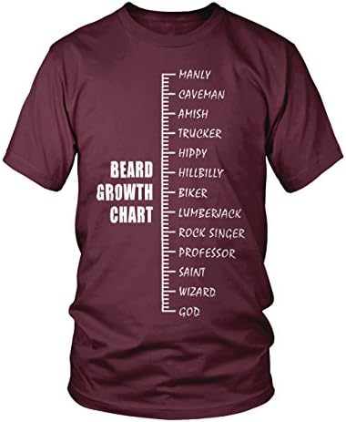 KonaTees Beard Growth Chart T-Shirt - Funny Amish, Professor, Wizard, god Beard Shirt