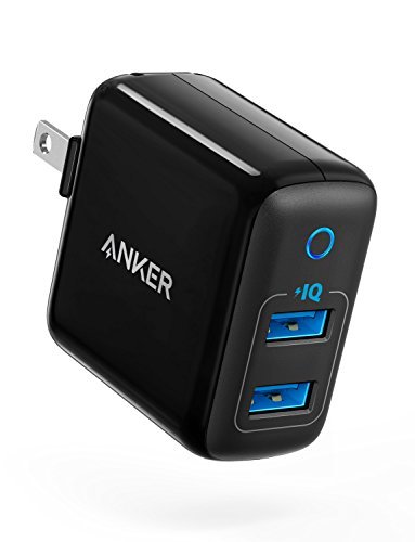 Anker Dual USB Wall Charger, PowerPort II 24W, Ultra-Compact Travel Charger with PowerIQ Technology and Foldable Plug, for iPhone X/8/7/6S/6 Plus, iPad Pro/Air 2/mini 4, Samsung S5, and Mo