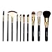ACEVIVI 10 Pieces Makeup Brushes Set with Powder Blusher Cosmestic Kabuki Brushes with Synthetic Leather Case Black