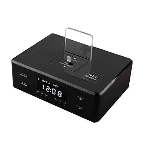 Lznlink Alarm Clock Radio with Bluetooth Speakers Smart Charger Dock Station Remote Control, Digital FM Radio,Dual Alarm with Snooze,Cell Phone USB Charging