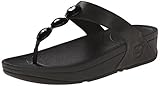 FitFlop Women's Petra Leather Flip Flop, All Black, 6 M US
