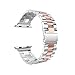 U191U Metal Bands Compatible with Apple Watch Band 41mm 40mm 38mm, Dressy Stainless Steel Chain Strap for Men iWatch Series Ultra/Ultra2/9/8/7/6/5/4/3/2/1 SE, Silver/Pink