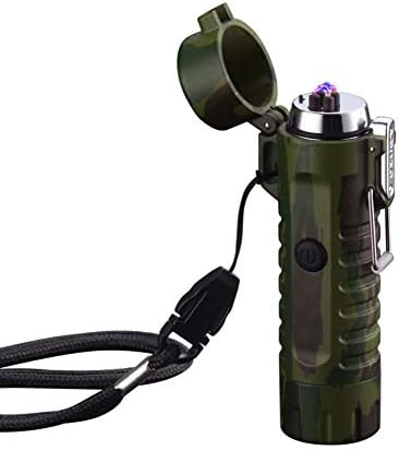 OMGPFR USB Rechargeable Windproof Electric Arc Lighter Multi-Function Flameless Lighter, Waterproof Outdoor Camping Flashlight