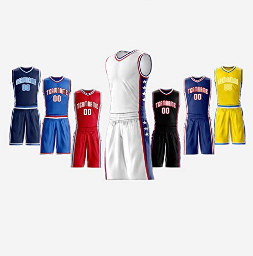 Personalized 2 Piece Set Basketball Jersey Sportswear Team Uniforms. Custom Name/Number on Front & Back(V Neck) (Black)