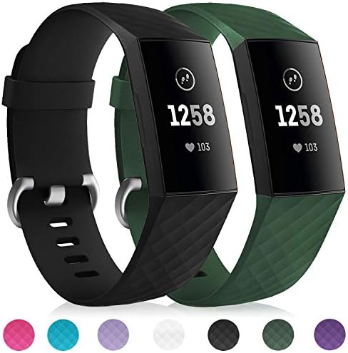 Hotodeal Sport Bands Compatible Charge 3 Soft Silicone Wristbands Water Proof Charge 3 Sport Bands for Women Men Fitbit Charge 3 Accessories, Small Large Size