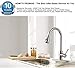 HOMY Kitchen Faucets with Pull Down Sprayer, SUS304 Stainless Steel Brushed Nickel, Hot & Cold Water Kitchen Sink Faucet with Two-function Nozzle, Single Handle Kitchen Faucet with Sprayer