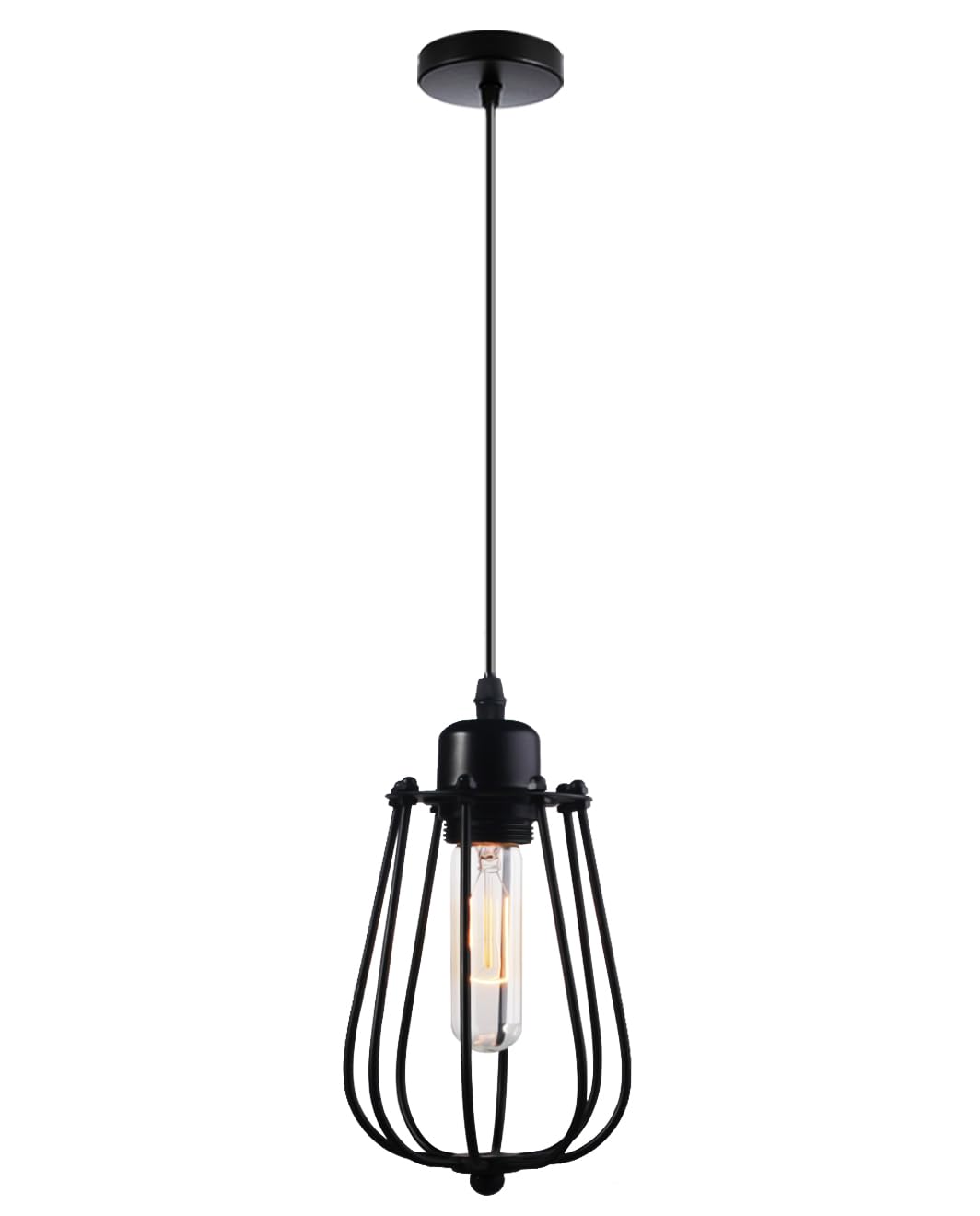 Vecys Vintage Metal Cage Pendant, E27 Vintage Industrial Pendant Light Vintage Industrial Metal Cage Chandelier Metal Cage Ceiling Lamp Shade Diameter 11.5CM/4.53IN