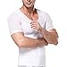 Tulucky Men's Short Sleeve Slimming Body Shirts Front Zipper Shaper Tank Tops (M, White)
