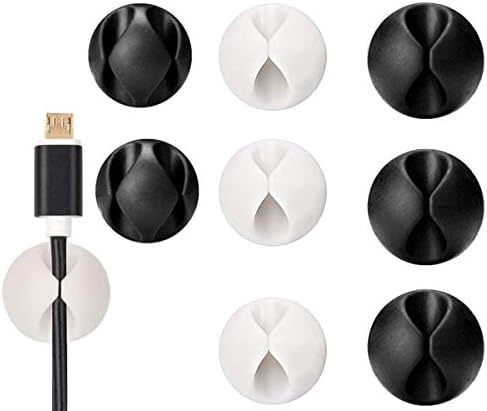 WEKOIL Cable Clips Wire Cable Management Desktop Cord Organizer Accessories for Headphones Phone Chargers Car USB Cables Power Cords Home Office Auto,White and Black