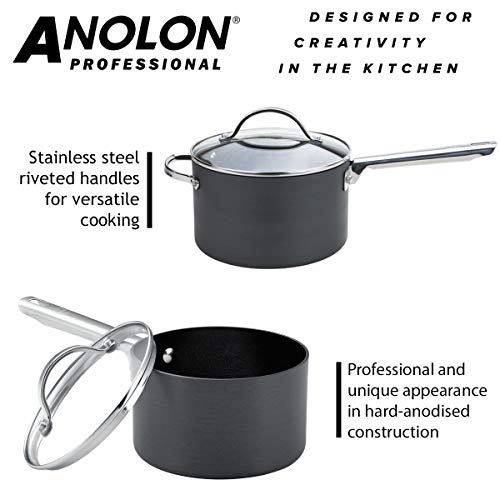 Anolon Professional Hard Anodised 3 Piece Saucepan SetBlack Set of 3