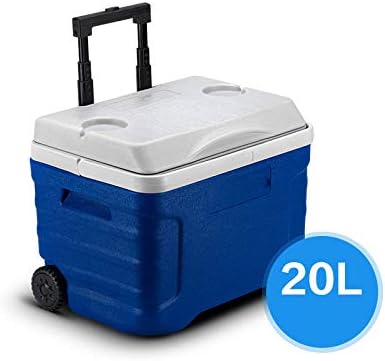 POIUYT Car Outdoor Household Food Cool Box Portable Trolley Coolers With Wheels And Handle Securely Sealed /20L PE Cooler,Blue