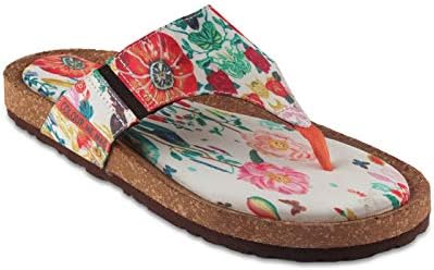 Colour Me Mad White Printed, Natural Cork, Washable, All Weather, Vegan, Made in India, PETA Certified, Women Sandals