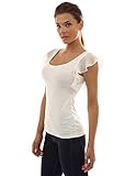 PattyBoutik Women's Scoop Neck Flutter Tank Top (Ivory L)