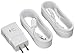 Samsung Charging Adapter Travel Charger with 2 Micro USB Data Charge Sync 5 foot Cables for Galaxy S6, Edge S4, S3, Note 4, Note 2