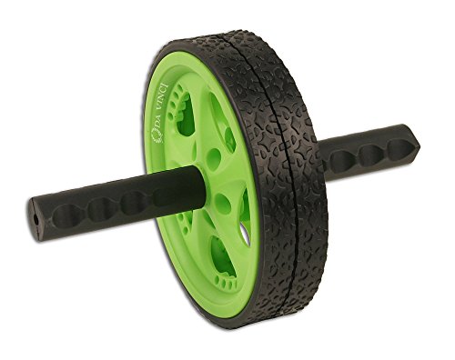 DA VINCI Dual Wheel Ab Roller, Green - Best Abdominal Rollout Exercise Equipment with Anti Slip Foam Grips & Double Wheels