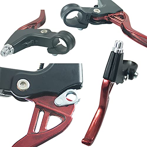Lomodo 4 Pieces Bicycle Brake Accessories Including 2 Pack V-Brake Handlebar Aluminium Alloy Brake Levers (2.2 cm in Diameter) and 2 Pack Brake Wire for Mountain/ Road/ MTB Bike (Red)