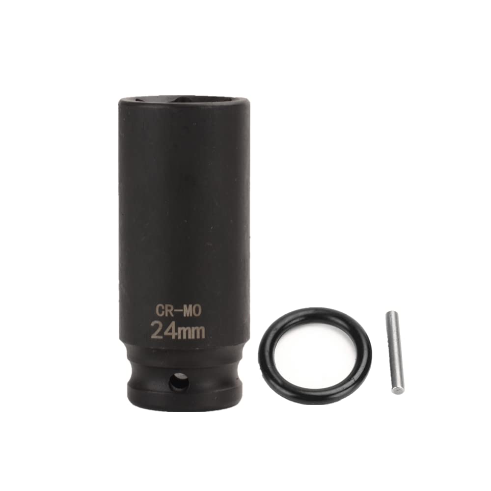 FLZOSPER 1/2 Inch Drive x 24mm Deep 6-Point Impact Socket，CR-MO