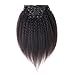 Good quality Kinky Yaki Straight Thick Clip in Human Hair Extensions Double Weft Brazilian Unprocessed Virgin Hair Top Grade 7A 7Peices/set for American Black Women (70g 16