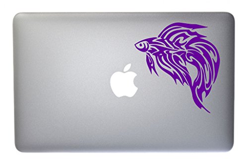 Fighting Koi Fish Vinyl Decal for Macbook, Laptop or other device 5 Inch (purple)