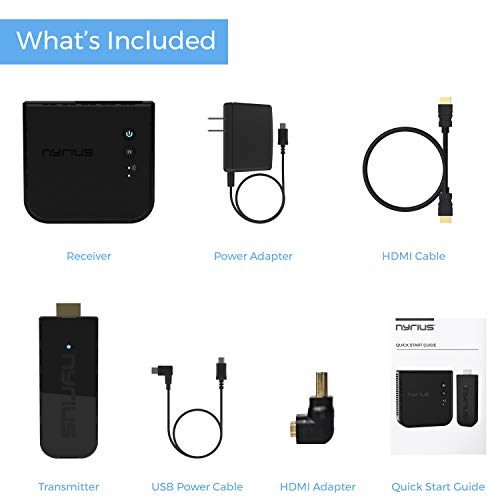 Nyrius Aries Pro+ Wireless HDMI Video Transmitter & Receiver to Stream 1080p Video up to 165ft from Laptop, PC, Cable Box, Game Console, DSLR Camera to a TV, Projector or Boardroom Screen (NPCS650)