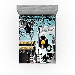 Ambesonne Rock Music Fitted Sheet, Concert Pattern
