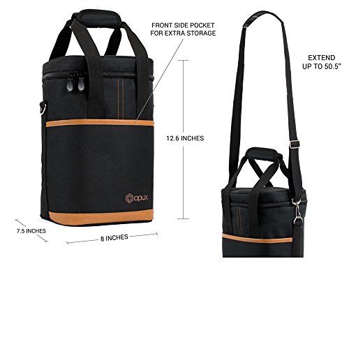 image for OPUX Premium Insulated 4 Bottle Wine Carrier Tote Bag | Wine Travel Ba