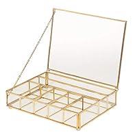 Qfauto Crafts Organizer Storage Box/Modern Style Geometric Glass Jewelry Box fit for Organizer Display Storage Case