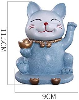 Amgend Nordic Lucky Cat Toothpick Box Personality Creative Restaurant Living Room High-End Home Cute Toothpick Holder Mobile Phone Bracket, Lucky Cat Toothpick Box (Blue Dot)