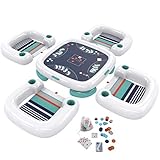 Wanderlust Collective Complete Inflatable Pool Poker Set with Floating Table and 4 Buoyant Lounge Chairs with Built-in Cupholders, Waterproof Playing Cards and Chips, Best Adult Pool Toys