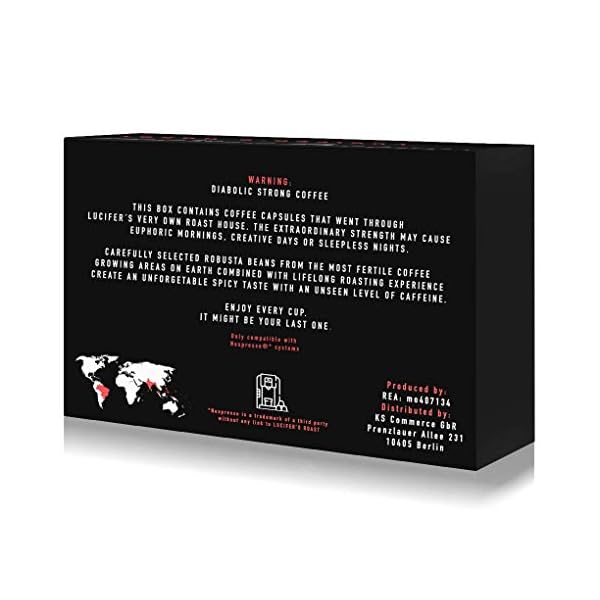 LUCIFERS ROAST 100x Kaffeekapseln f. Nespresso by KIQO aus Italien - sehr starker Espresso - säurearm - für kompatible… – Bild 4