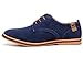 DADAWEN Men's Classic Suede Leather Oxford Dress Shoes Business Casual Shoes Blue US Size 9.5