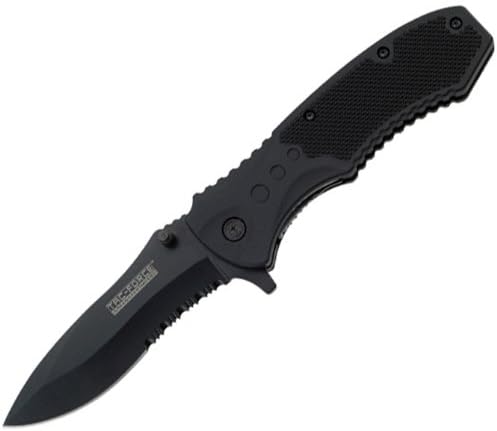 TAC Force TF-800 Series Spring Assist Folding Knife, Half-Serrated and Straight Edge Blades, 4-1/2-Inch Closed