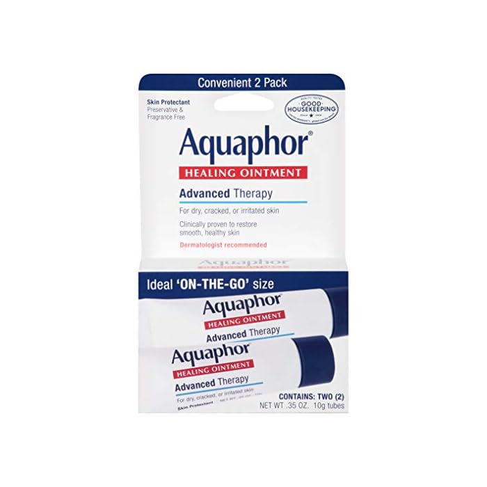 Aquaphor Healing Ointment Advanced Therapy Skin Protectant, Dry Skin Body Moisturizer, 0.35 Oz Tube, 2 Count (Pack of 1)