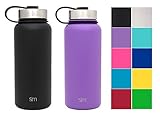 Simple Modern 32oz Summit Water Bottle 2 Pack - Two Vacuum Insulated 18/8 Stainless Steel Wide Mouth Hydro Travel Mugs - Powder Coated Double-Walled Flask - Lilac Purple/Midnight Black