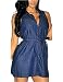 OVERMAL Womens Urban Sleeveless Denim Shirt Dress Shirt Dress for Girl ( XL)
