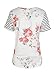 2017 Women's Spring Summer Floral Print Striped Short Sleeve T Shirts Loose Casual Tops,White,X-Large
