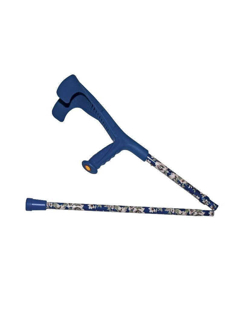 Buy Folding Funkrutch Blue with Floral Design Elbow Crutches Coloured