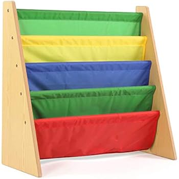 Tot Tutors Kids Book Rack Storage Bookshelf, Natural/Primary (Primary Collection)
