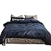 SUSYBAO Navy Blue Duvet Cover Queen 100% Washed Cotton 3 Pieces Set 1 Farmhouse Navy Duvet Cover with Zipper Ties 2 Pillowcases Vintage Dark Blue Bedding Set Soft Breathable