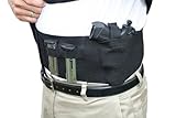 Belly Band Gun Holster wtih Dual Magazine Pouch. By AlphaHolster. Cross Draw - Right or Left Hand - Any Gun - Any Clothing (White, Medium)