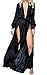 Missord Women's V Neck Thin Casual Maxi Dress with Belt Medium Black