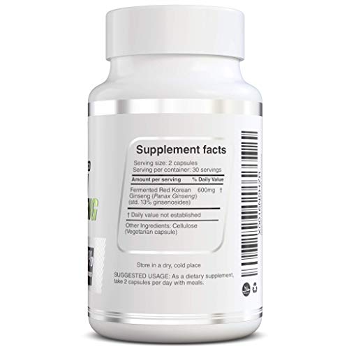 herbolab Korean Red Ginseng Fermented 10:1 (13% ginsenosides) - Genuine Panax Ginseng from Korea 6 Years Old Roots - Patented Extract Technology