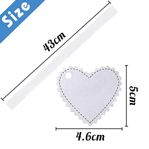 VGOODALL 100 Stk. Geschenkanhänger Kraft Papier Weiß Herz Geschenk Anhänger Etikette für Hochzeit Geburtstag Party Decor