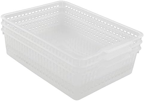 Lesbin Clear Storage Baskets, Tray Basket Organization, 3-Packs